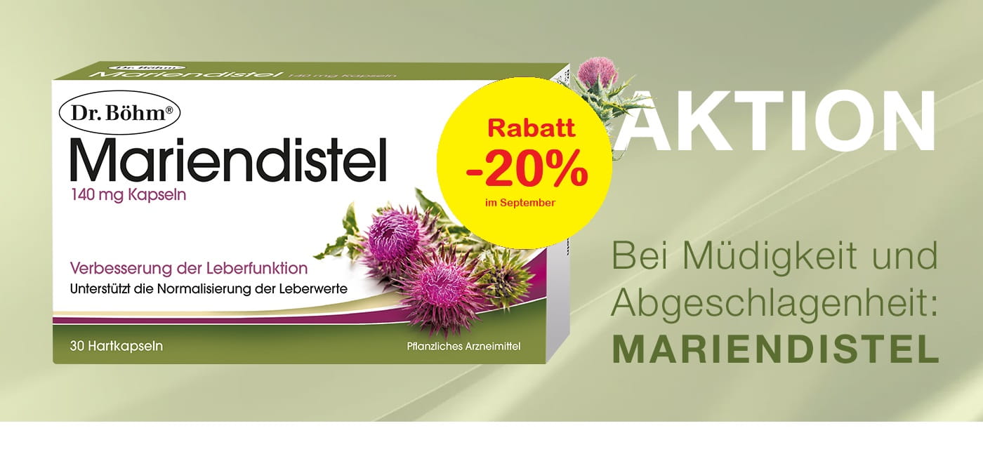 AKTION - Dr. Böhm Mariendistel. Bei Müdigkeit und Abgeschlagenheit!